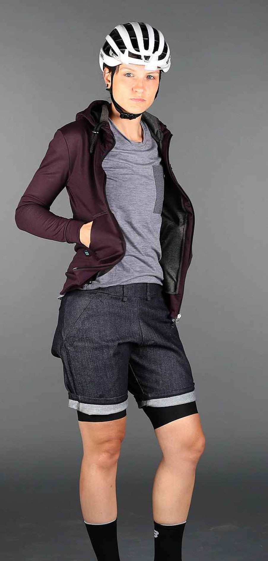 Women Biehler | Women Gravel Zipped Hoodie Dark Berry
